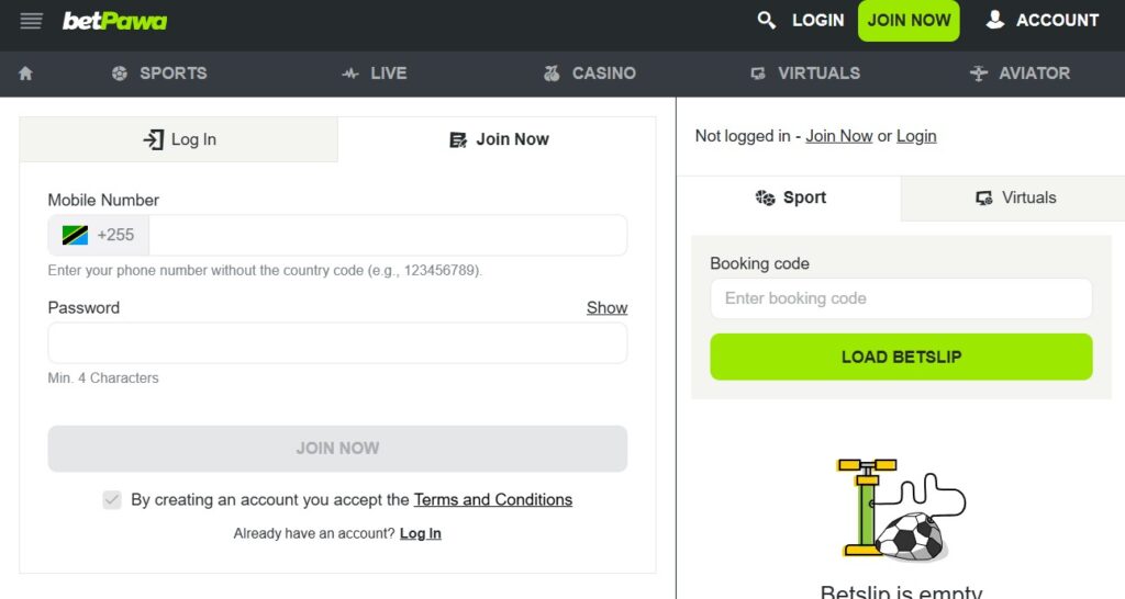 BetPawa Sign Up